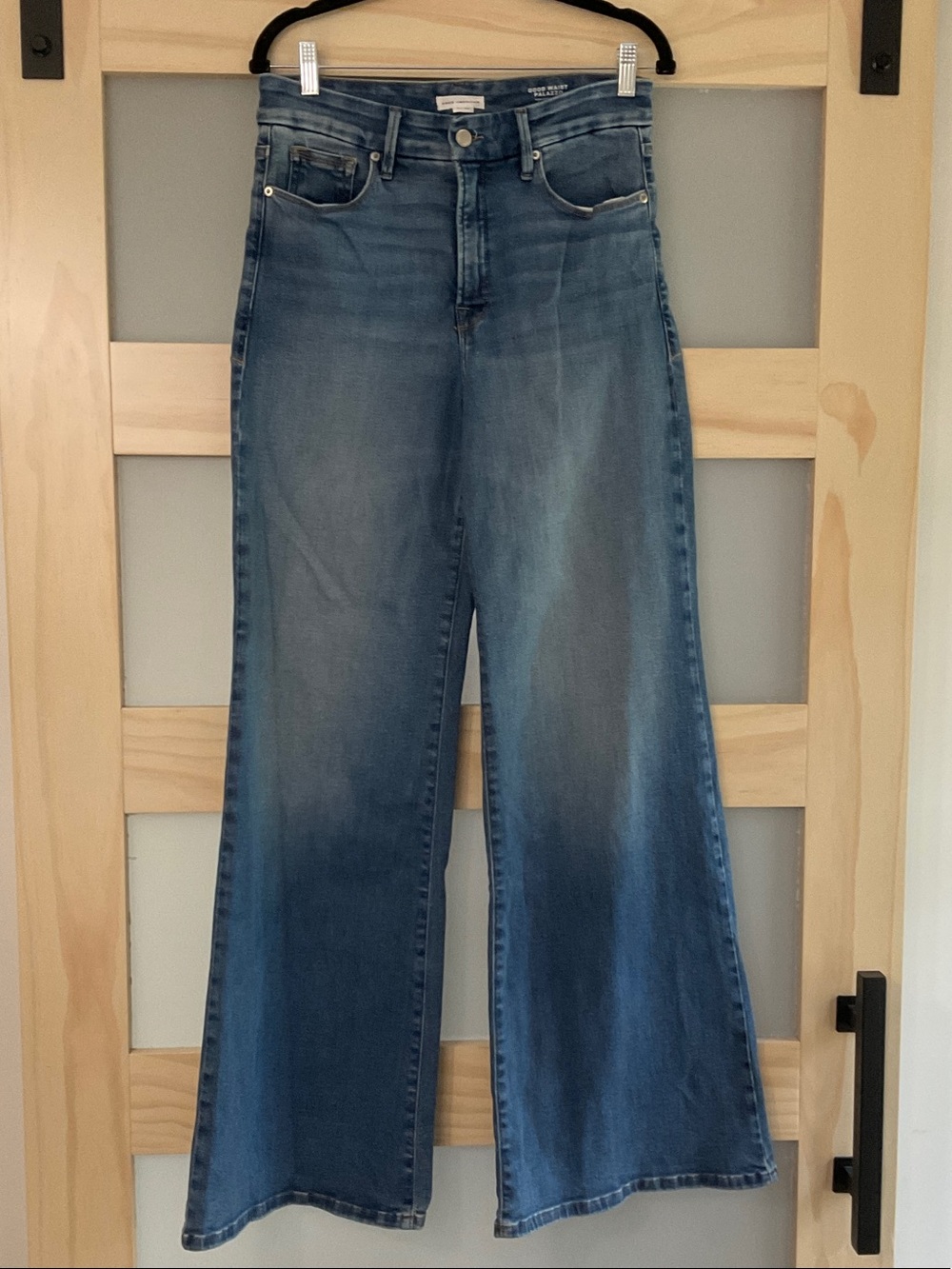 Good American Good Waist Palazzo Jean Wide Leg High Rise